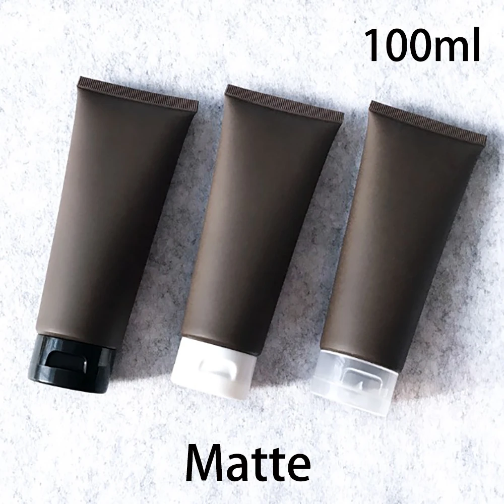 

100ml Matte Brown Plastic Cosmetic Bottle Empty Frost Squeeze Cream Soft Tube Facial Lotion Package 30pcs Free Shipping