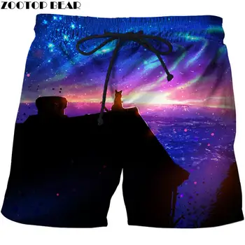 

Space Cat 3D Print Summer Shorts Surfing Beach Shorts Masculino Men Travel Quick Vacation Streetwear Board Shorts Streetwear