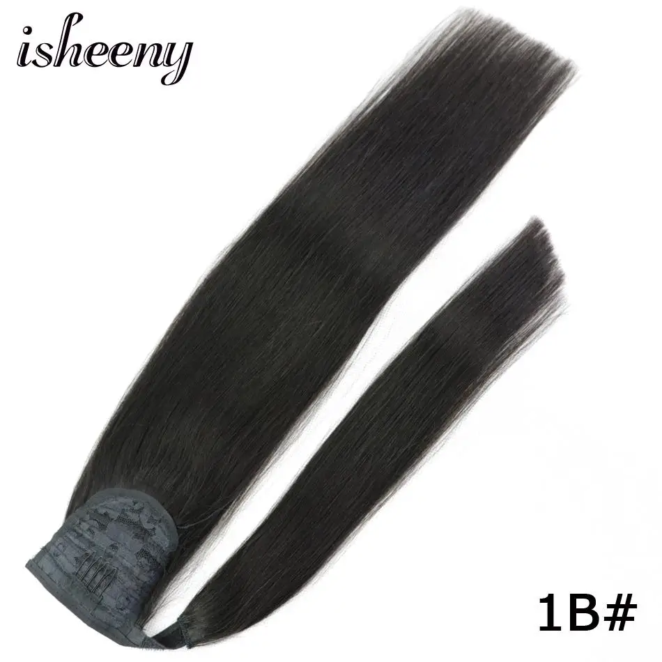 Isheeny, 14 дюймов, 18 дюймов, 22 дюйма, накладные волосы на заколках, натуральные бразильские волосы Remy для наращивания, черные женские модные стильные волосы - Цвет: # 1B