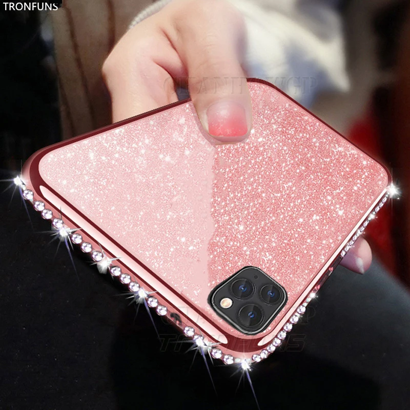 Блестящий Мягкий чехол из ТПУ для iPhone 11 2019 3D-чехол со стразами Pro Max 5 8 дюйма 6 1 X XR XS
