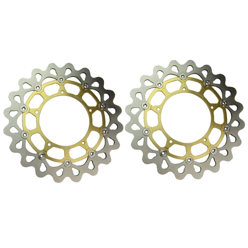 

Motorcycle Front Rear Brake Disc Rotors Set for Yamaha YZF R1 2004 2005 2006 Floating Disks Gold 2PCS