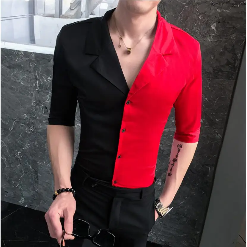 

2019 Brand clothing Men's summer Half sleeve Color matching Casual shirts/Male High quality pure cotton Casual shirts S-3XL