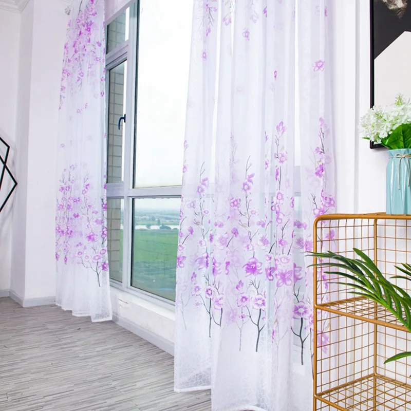 100X200 см цветочный отпечаток, оконная занавеска s для спальни, прозрачная занавеска для гостиной, портьеры, стержень, карманный тюль, занавеска s