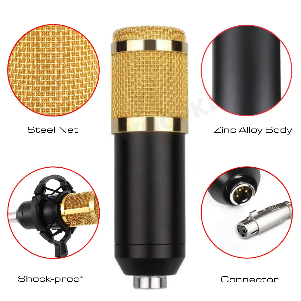 Condenser Microphone BM800 Mixer Kit with V9 Sound Card Audio Podcaster External Streamer Live Broadcast for PC Phone Computer