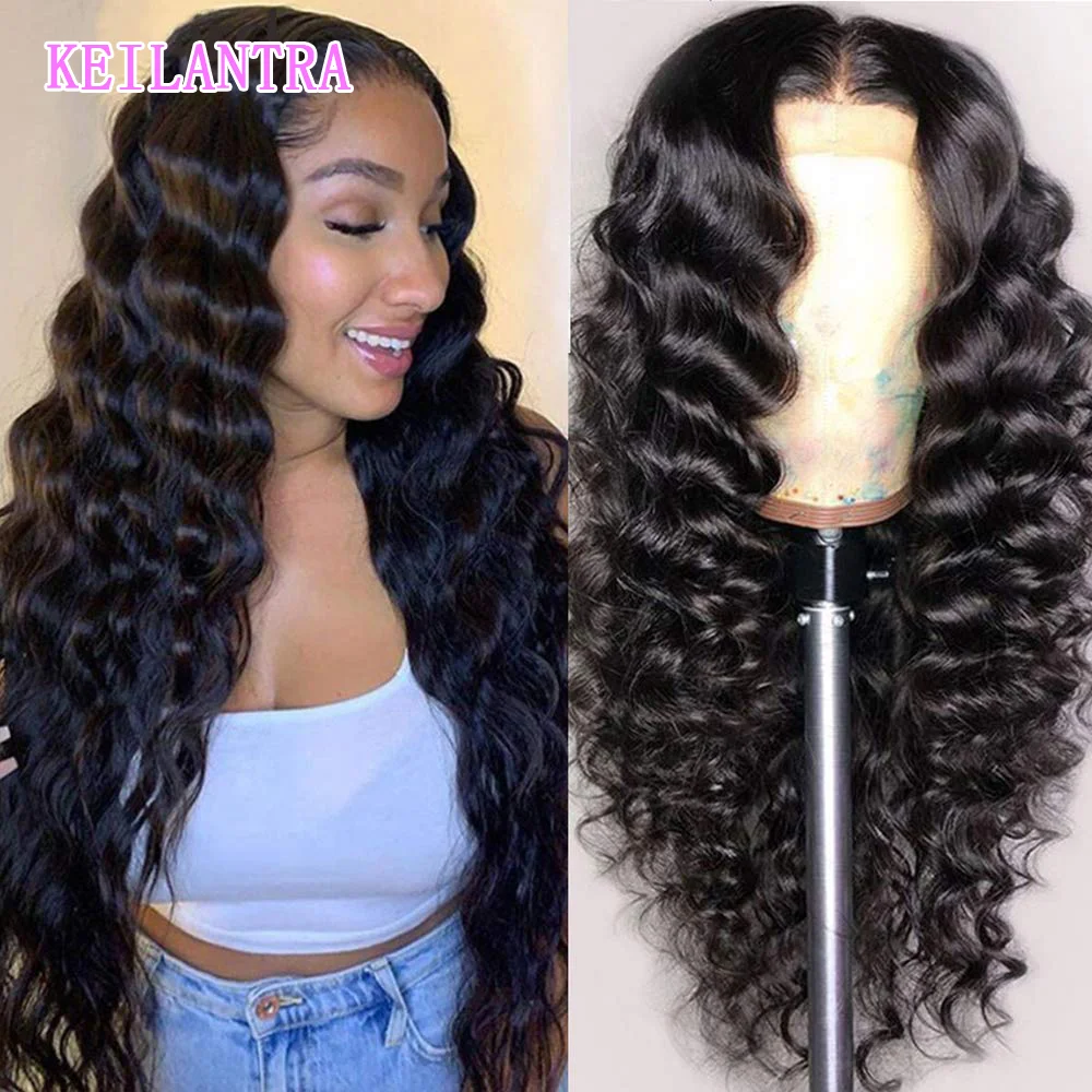13x4 Lace Front Human Hair Wigs Loose Deep Wave Transparent Brazilian Remy Pre Plucked 30 32 Inch 4x4 Natutal Color Closure Wig | Шиньоны и