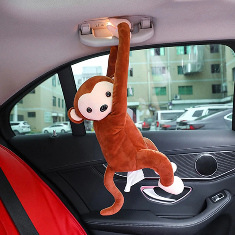 Cute Tissue Box Plush Cartoon Monkey Handkerchief Case Durable Napkin Paper Storage Holder for Car Home | Автомобили и мотоциклы