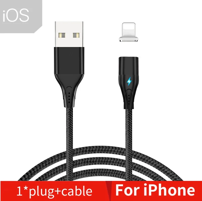 NOHON Магнитный кабель Micro usb type C Магнитный USB кабель передачи данных для быстрой зарядки для iPhone XS MAS X XR 8 7 6 6S магнит зарядное устройство для телефона - Цвет: Black for iPhone