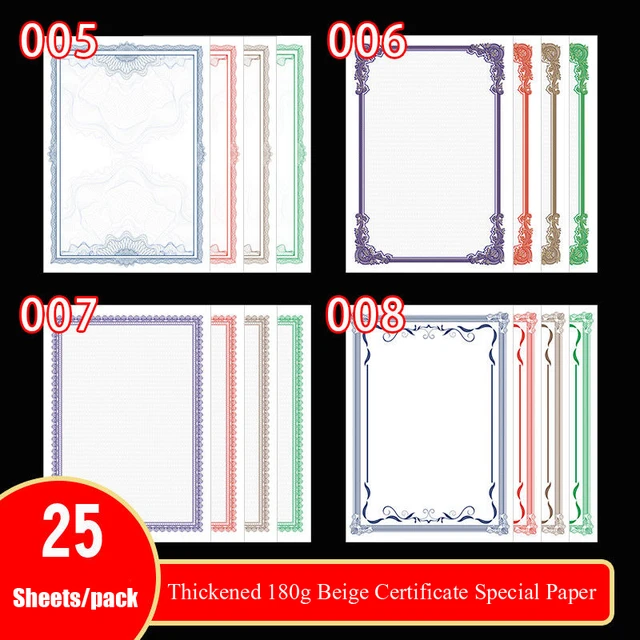 5Pcs Paper Certificate Blank 12K Award Border Blue Diploma Cardstock Papers  Plain Inner Certified A4 Graduation Page Core - AliExpress