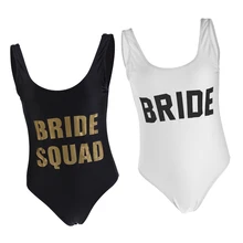 2 предмета, отряд "невеста", летняя Праздничная пляжная одежда с буквенным принтом, купальный костюм, Цельный купальник с высокой посадкой для девочек, для отдыха