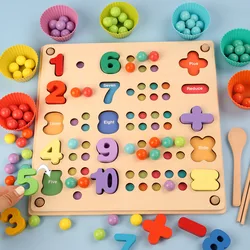 Montessori Educational Clip Bead Math Toys Children Color Classification Wooden Interactive Toys For Kids Early Education Gifts