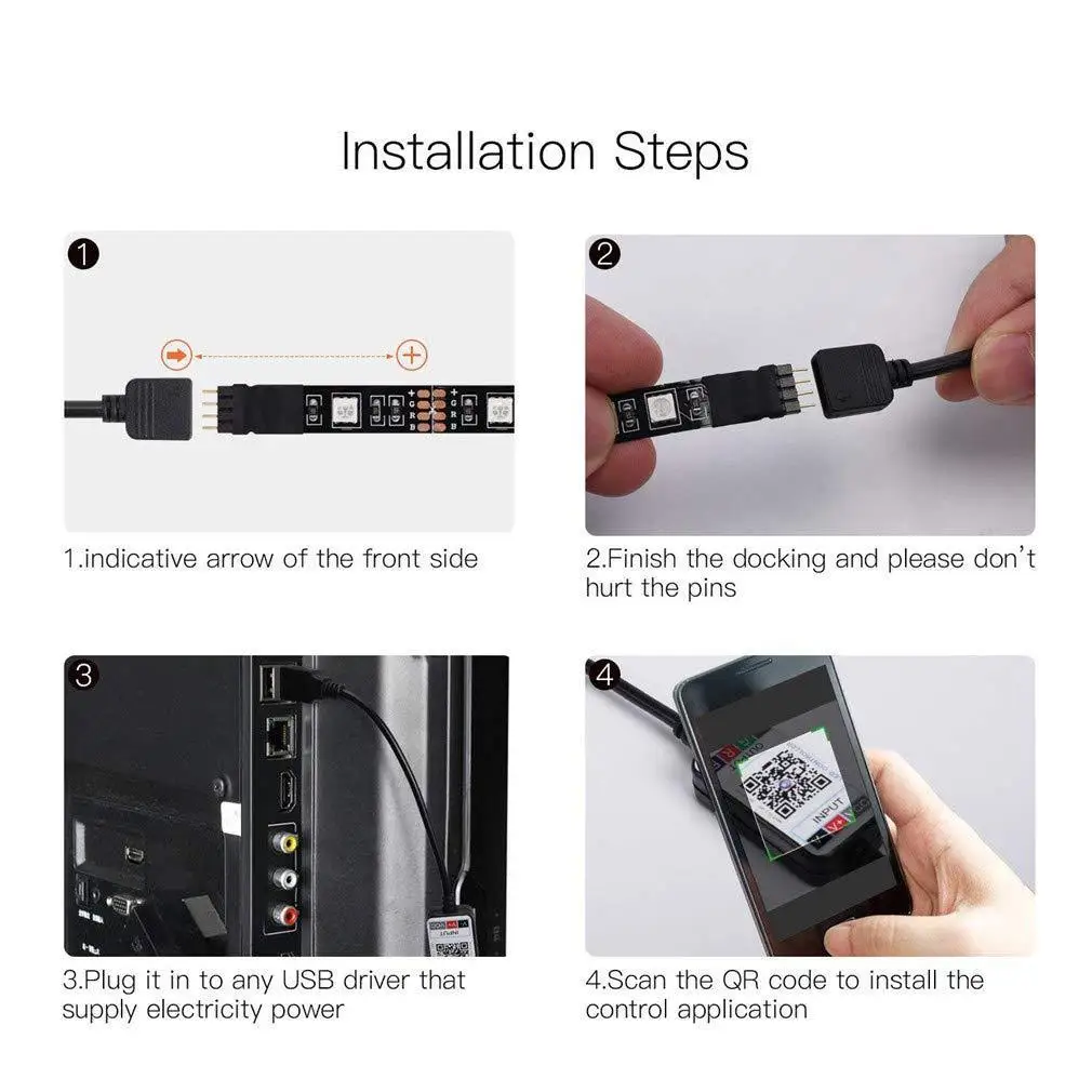 Binval Светодиодные ленты огни ТВ светодиодный подсветкой RGB питаемые через USB порт