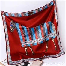 

Red Horse Print 90 Silk Scarf Horse Hand Rolled,100 Pure Silk Scarf Women 100% Natural Silk Designer Twill Head Scarf 90cm
