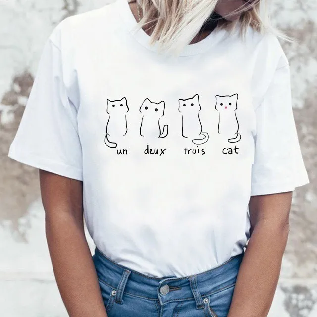 Забавная футболка Mona Lisa Cat для женщин Kawaii Топы Футболка Harajuku 90s Kawaii одежда футболка уличная Ulzzang Женская летняя футболка - Цвет: 6050