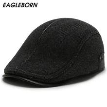 Зимние мужские козырьки, шапка для папы, полосатая клетчатая хлопковая зимняя шапка, мужская шапка с козырьком для зимы, шапка козырьки для отдыха, теплая шапка Visoer