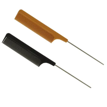 

Fine-tooth Metal Pin Hairdressing Hair Styling Rat Tail Comb Black Plastic Fine-tooth Hair Comb Beauty Tools Detangling Brush