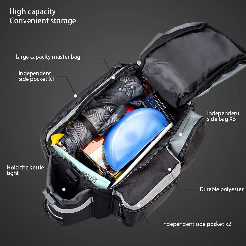 Excellent Bike Bag Mountain Bicycle Storage Bags Pocket High Capacity Hard-Wearing Anti-shock Rear MTB Road Bike Bag Bicycle Accessories 5