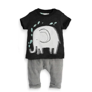 

Boy Baby Clothes Set Short-sleeved Shirt T-shirt Pants Set Cartoon Elephant Pattern Children's Clothing Set Summer Home Clothes