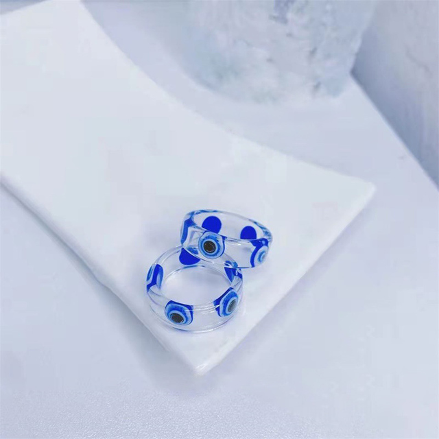 Korean Colorful Fashion Resin Fruit Ring Acrylic Geometric Round Rings for Women Beach Party Wedding Jewelry Anillos