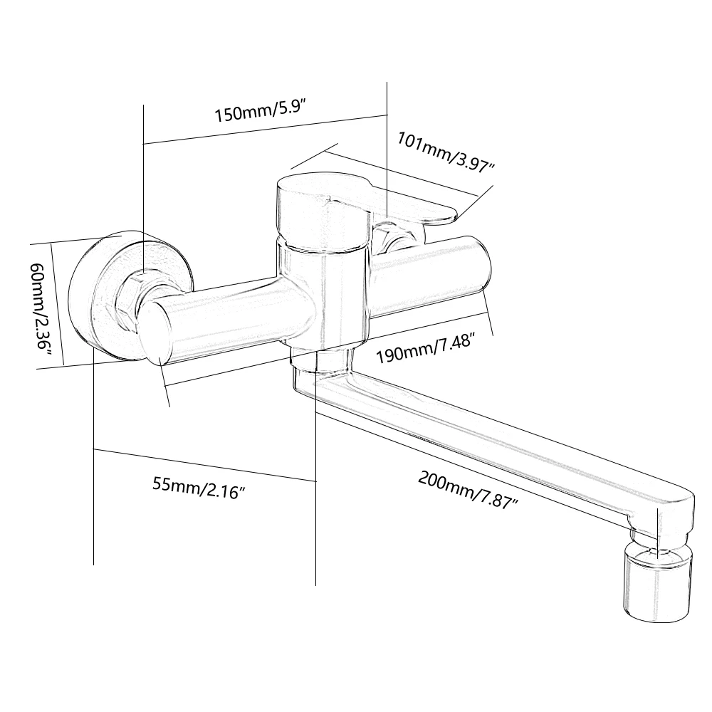Other DIY & Tools Kitchen Faucet WallMounted Stainless Steel Single