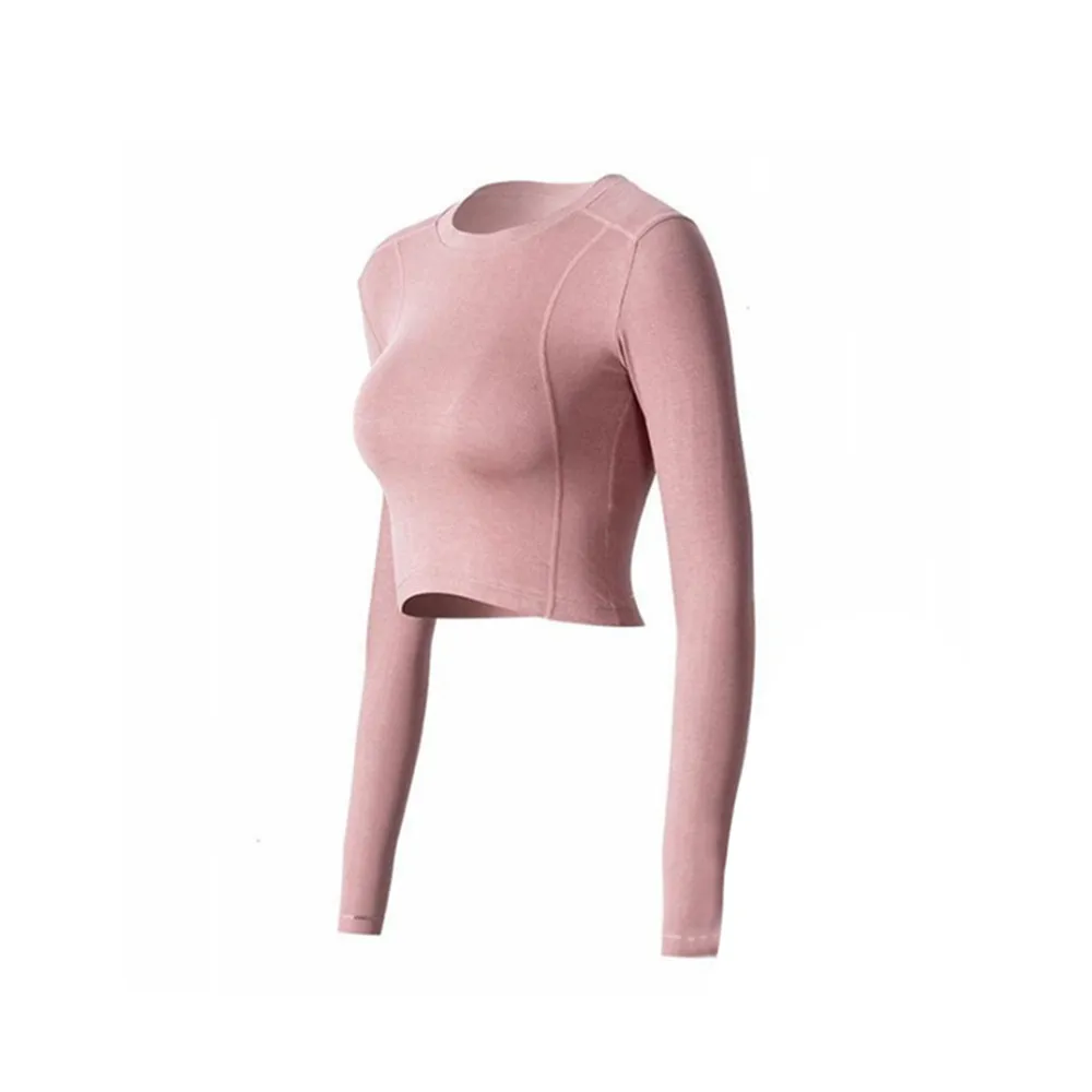 Long-sleeved Sportswear Tight Women Crop top T-shirt Fitness Top Quick dry Suitable Autumn Gym Exercises Yoga shirt T-shirt