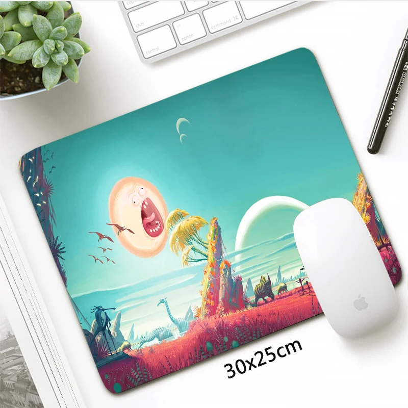 Маленький размер аниме Рик и Морти коврик для мыши Мультфильм Крутой 30x25 см резиновая прочная Блокировка края игровой геймерский коврик для мыши Коврик для мыши