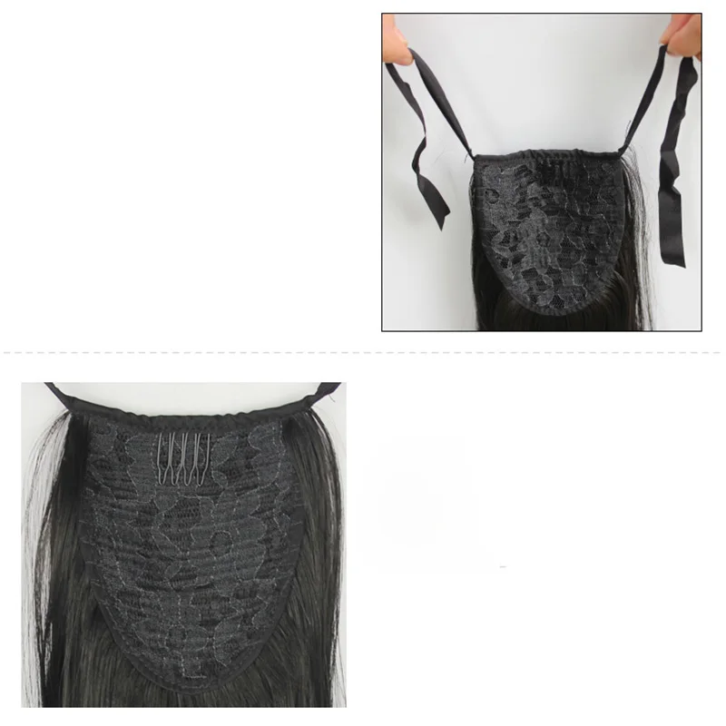 Allaosify длинный прямой зажим в накладной хвост для волос с заколками Синтетический