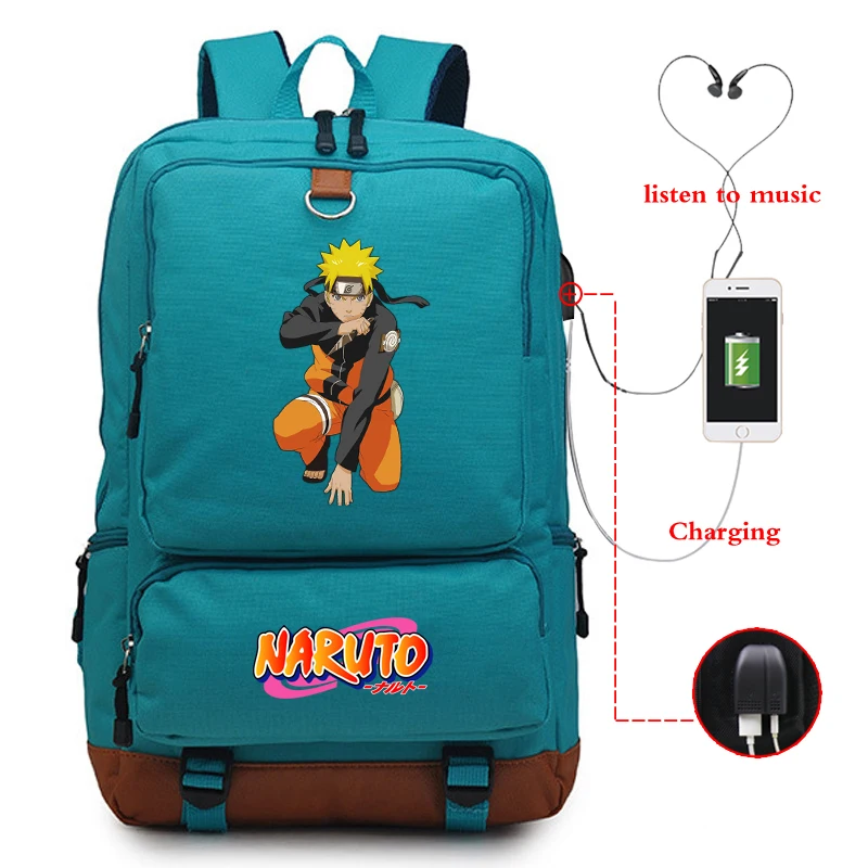 Унисекс Наруто печать usb зарядка Bookbag веселый рюкзак для мальчиков/девочек Студенческая Школьная Сумка подростковая повседневная большая сумка