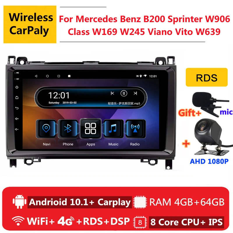 8 ядерный android 10 автомобильный радиоприемник DVD мультимедийный плеер GPS для Mercedes