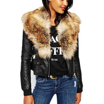 

Women Fashion Plus Size Jacket Coat Silm Elegant Solid Long Sleeve Casual Loose Fur Neck Zipper Pockets Coat Jacket #112
