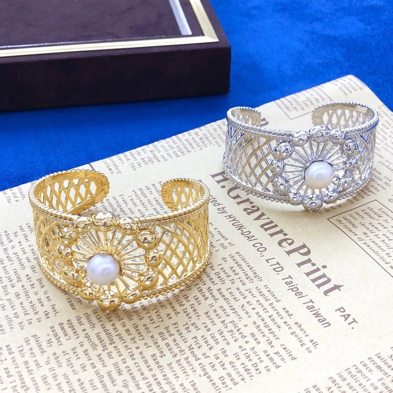 Пять тысяч лет 18kgold-покрытие медь модный пресноводный жемчуг браслет циркон