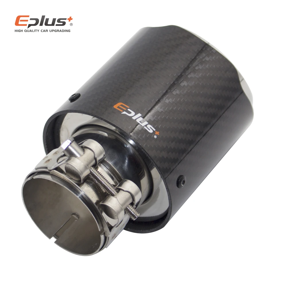 Car Glossy Carbon Fiber Muffler Tip Exhaust System Pipe Mufflers Nozzle Universal Straight Stainless Silver exhaust muffler tip exhaust pipe muffler exhaust trim pipe