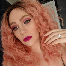 Фэнтези красота Ombre розовый Волнистые Кружева передние парики 1" короткий Боб Лолита парик для женщин Королева сопротивления термостойкие синтетические парики