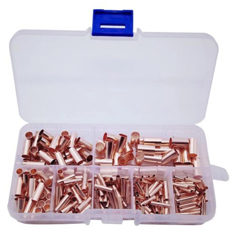 

250Pcs Small Copper Tube Combination Connecting Tube Boxed Capillary Cropper Hole Connecting Pile Fitting Hardwares