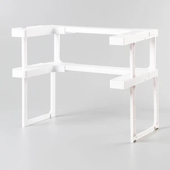 

Rack Storage Kitchen Shelving Adjustable Bathroom Stackable Multi-functional Shelf JS22
