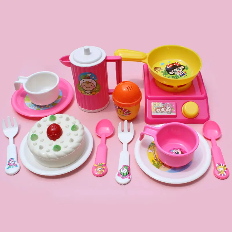 

14pcs/set of Simulated Tableware Cake Kitchen Children's House Pretend To Play with Toys Child Birthday Present