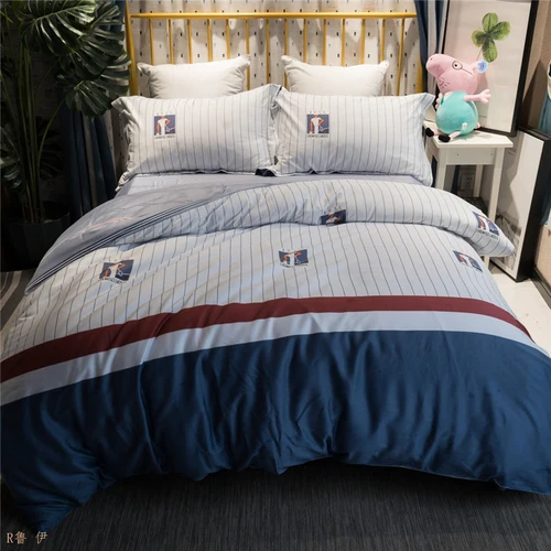 Navy blue ruyi Восстановление древних способов Американский сон небо 40s 4 шт хлопок шелк постельное белье 1,5 M1.8 M2m - Цвет: Navy blue ruyi