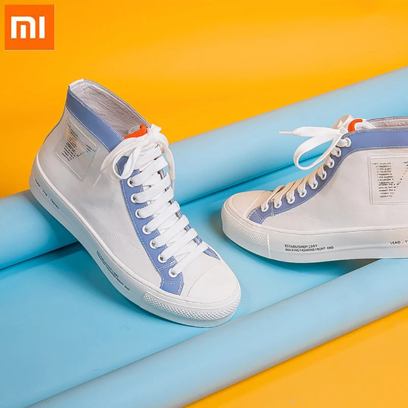 Xiaomi VLLICON простые Стильные контраст парусиновая ОБУВЬ арт Удобная нескользящая обувь на плоской нескользящей подошве; модные сапоги с высоким берцем универсальная парусиновая обувь для мужчин