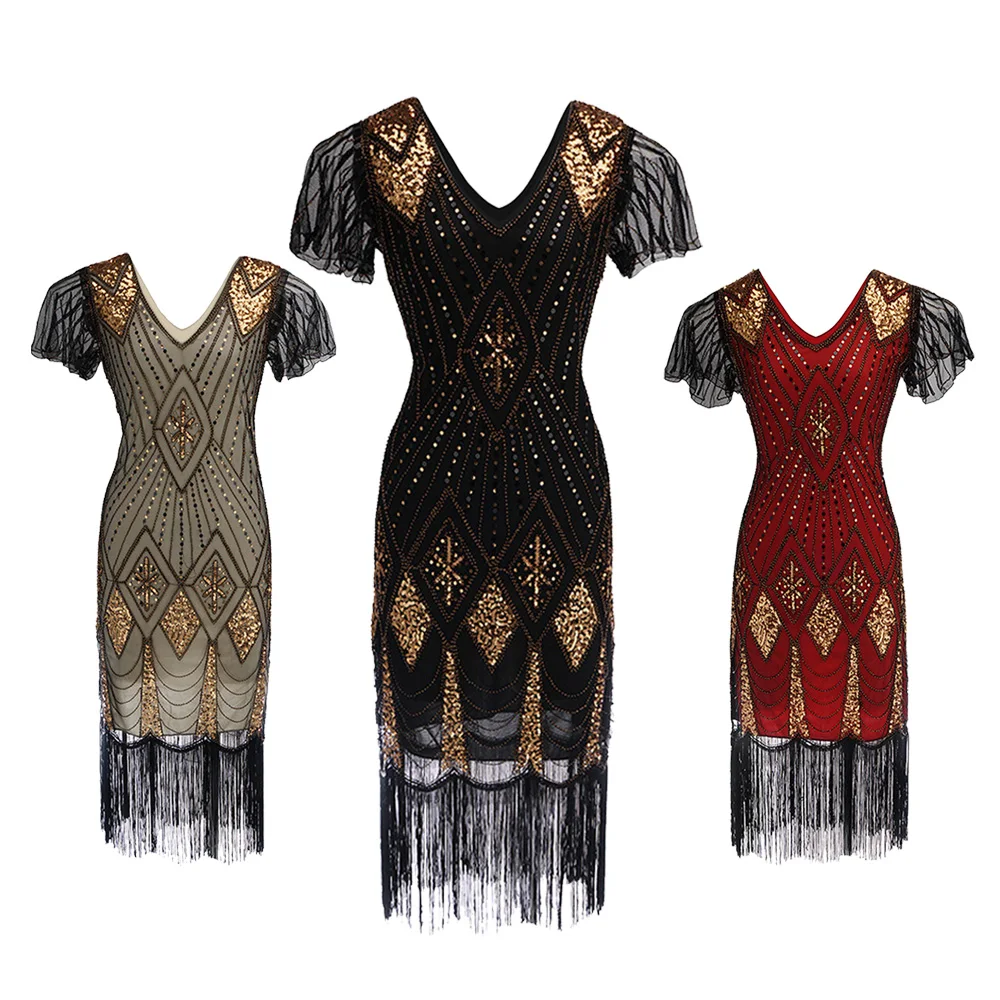 Для женщин и пайетками для маленьких девочек костюм vestidos в ретро-стиле, с коротким рукавом, Ленточки платье Robe Femme Клубная одежда облегающие сексуальные платья для женщин