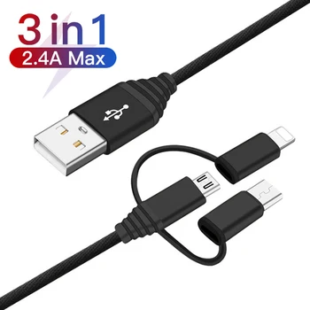 

3 in 1 Mobile Phone USB Charging Cable for iPhone X Micro USB Type C Charger Cable for Xiaomi Huawei Samsung Fast Charging Cable