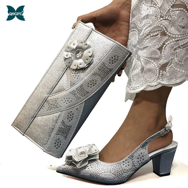 grey wedding shoes and matching bag