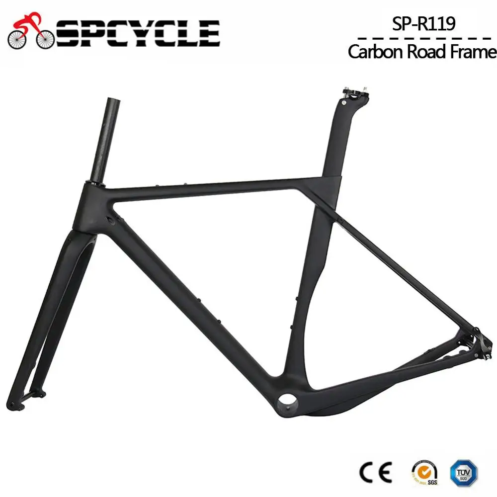 Discount Spcycle Aero Full Carbon Gravel Bicycle Frame Disc Brake Cyclocross Bike Carbon Frameset Front 100*12mm Rear 142*12mm Thru Axle 2