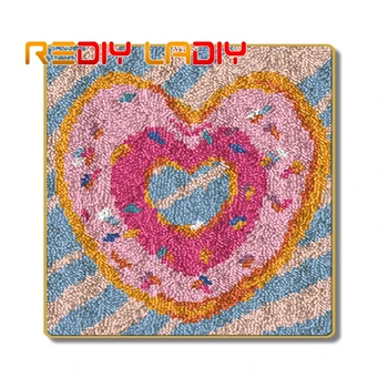 

Latch Hook Rug Kits Crocheting Carpet Rug Love Wreath Acrylic Yarn Printed Color Canvas Cushion Mat Crochet Tapestry Sofa Decor