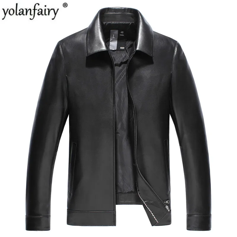 

YOLANFAIRY Geniune Leather Jacket for Men Sheepskin Leather Down Jackets Winter Plus Size Campera Hombre Invierno J11080 MF133