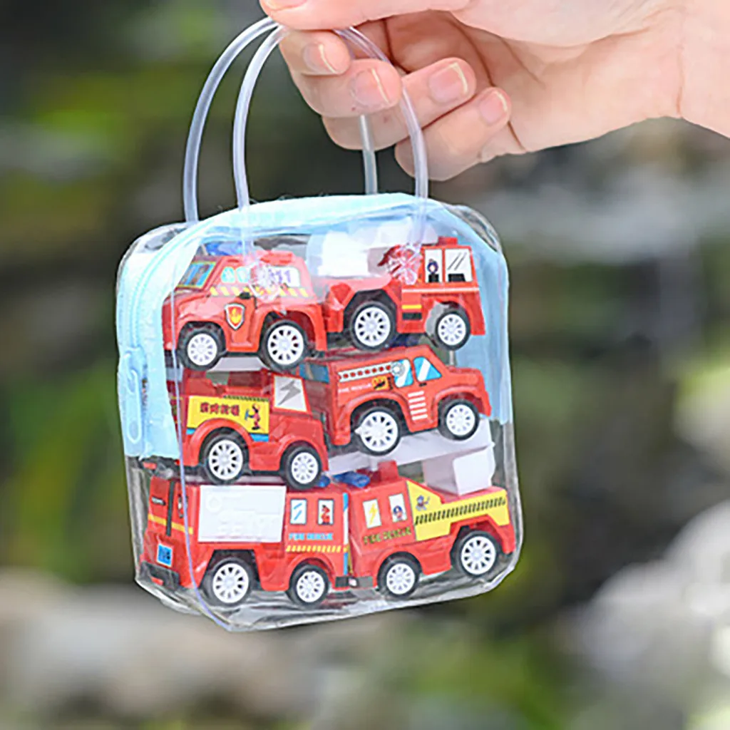 

6pcs mini pull back car toy fire truck toy and City car toy Construction vehicle set Educa tional Kids Toy Gifts Mini toy B1801