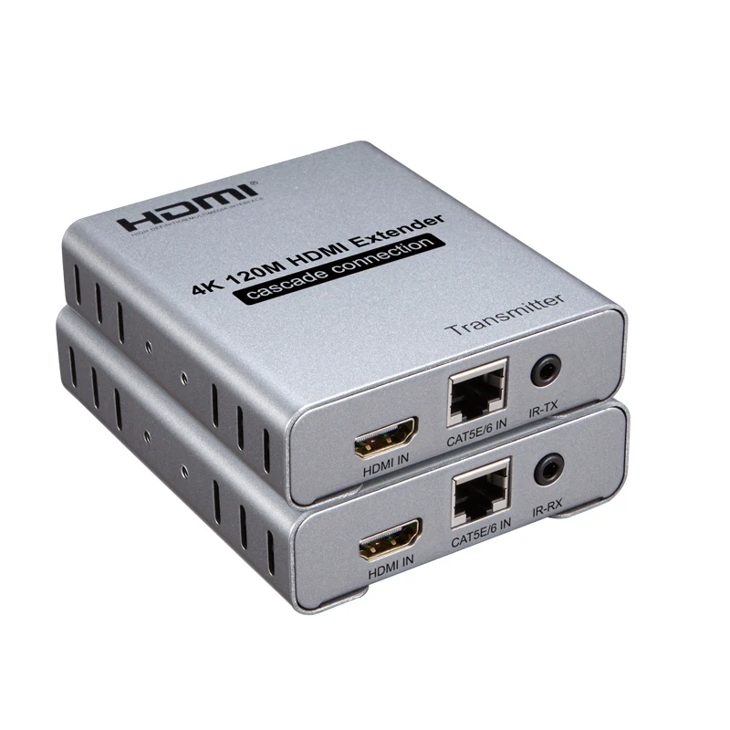 120 м HDMI удлинитель Каскадное подключение 4 к через Cat5e/6 CAT6 RJ45 Ethernet Lan сетевой карты кабель передатчик приемник TX RX W/IR - Цвет: TX and RX 1 Set