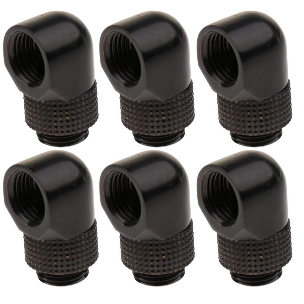 6pcs G1/4`` 90 Rotary Extender Fitting Adapter Water Cooling Connectors