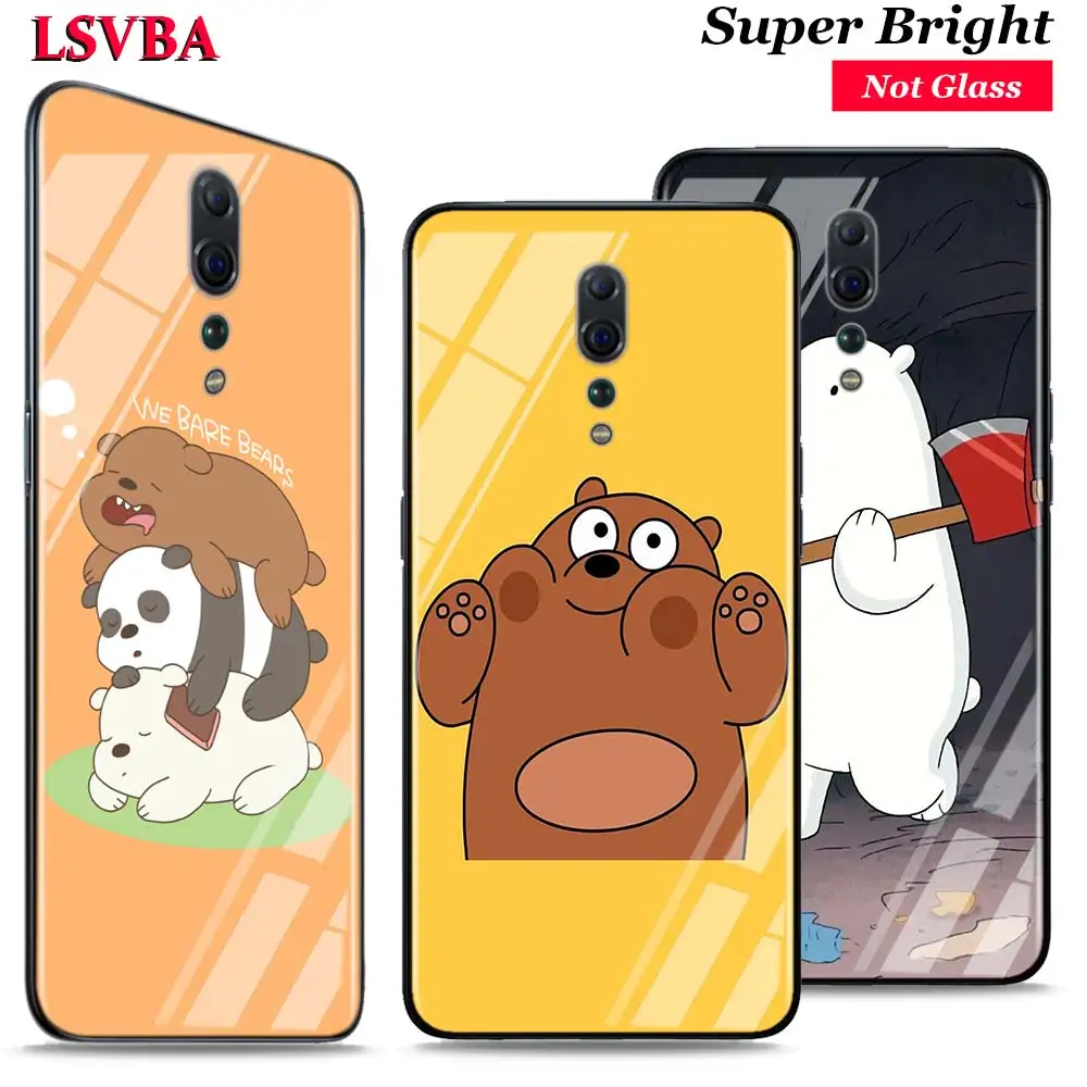 

Cute Bare Bears for OPPO Reno Z 10X Zoom F11 F9 F7 F5 A7 R9S R17 Realme 2 C2 K3 Pro Super Bright Glossy Phone Case Cover