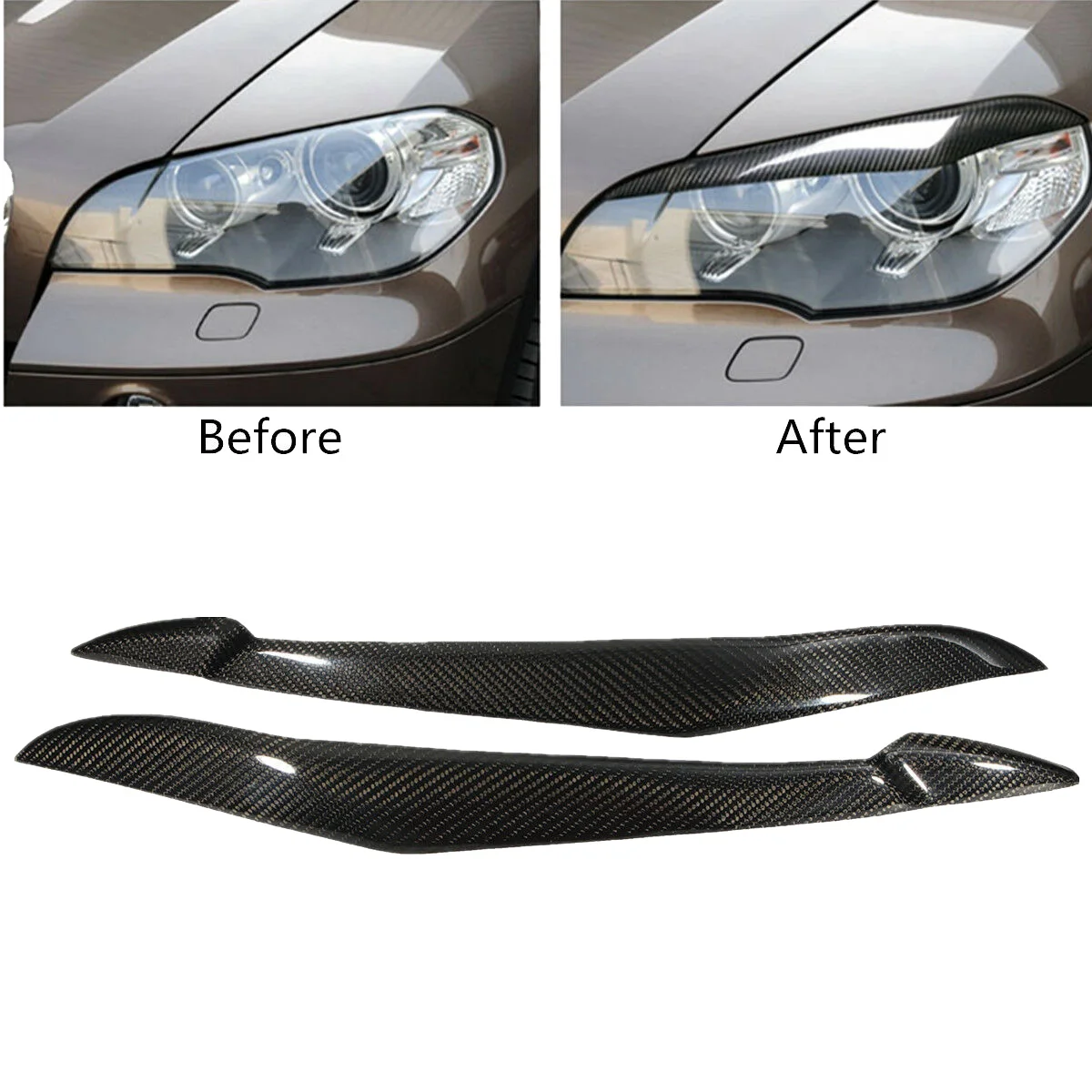 Для BMW X5 E70 2007 2013 Аксессуары для бровей из углеродного волокна|Хромирование| |