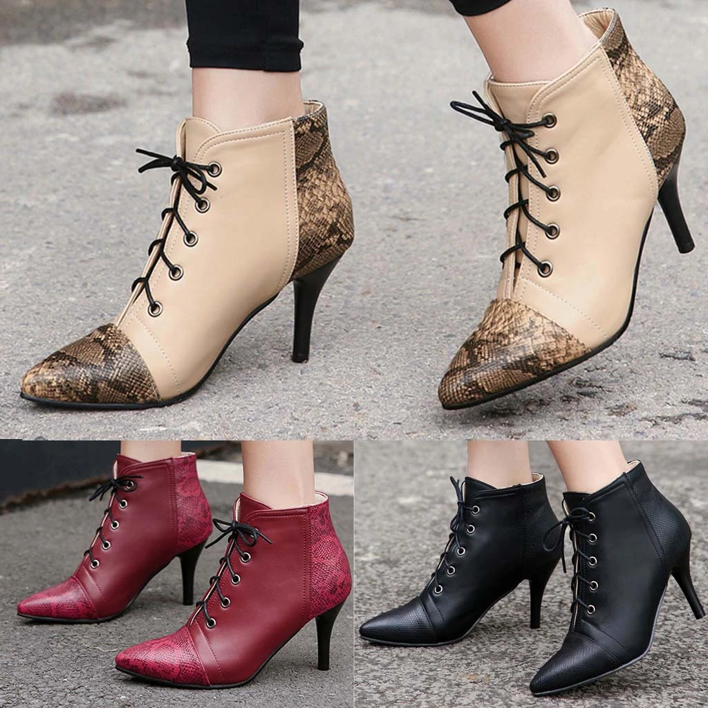 Botas de goma para mujer Botas de tacones finos zapatos de encaje Casual corto Botas de moda Botas mujer zapatos de mujer 2019|Botas el tobillo| - AliExpress