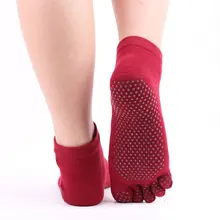 Противоскользящие осенние зимние спортивные носки с пальцами для йоги, фитнеса, пилатеса, йоги, спортзала, силиконовые Нескользящие Дышащие носки